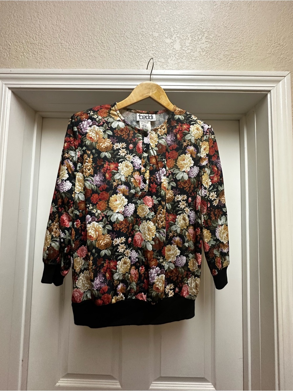 Teddi Floral Button-Up Top - Black, Gold, Pink, Purple